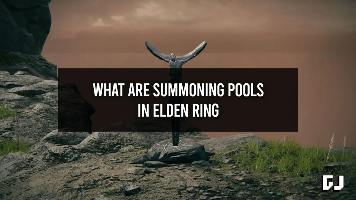 “Player activating summoning pool in Elden Ring next to Site of Grace”