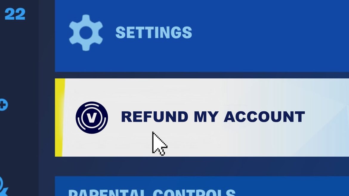 Screenshot of Fortnite refund request screen showing returnable items and available refund tokens.